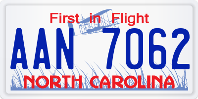 NC license plate AAN7062