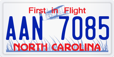 NC license plate AAN7085