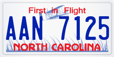 NC license plate AAN7125