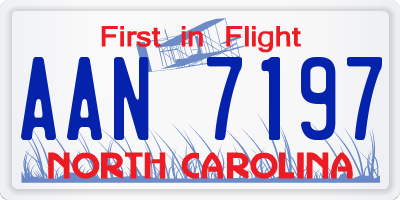 NC license plate AAN7197