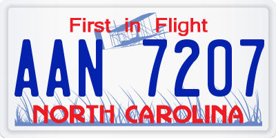 NC license plate AAN7207