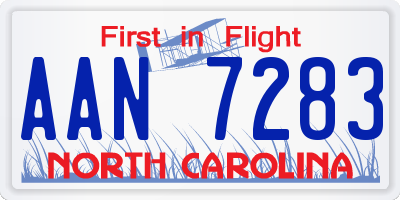 NC license plate AAN7283