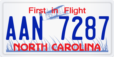 NC license plate AAN7287