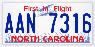 NC license plate AAN7316