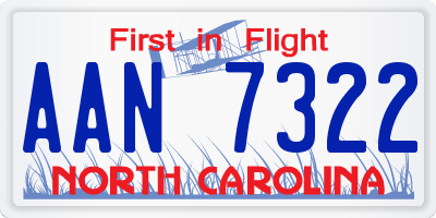 NC license plate AAN7322