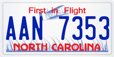 NC license plate AAN7353