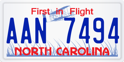 NC license plate AAN7494