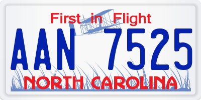 NC license plate AAN7525