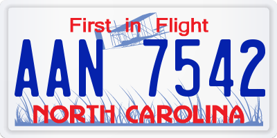 NC license plate AAN7542