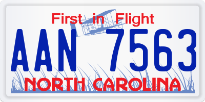 NC license plate AAN7563