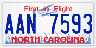 NC license plate AAN7593