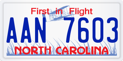 NC license plate AAN7603