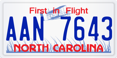 NC license plate AAN7643