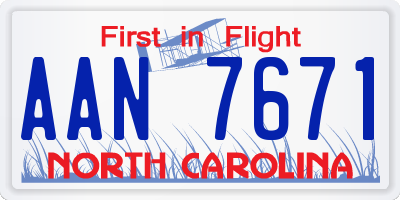 NC license plate AAN7671
