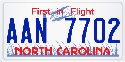 NC license plate AAN7702