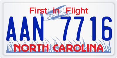 NC license plate AAN7716