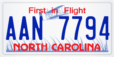 NC license plate AAN7794
