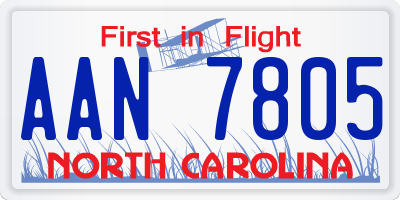 NC license plate AAN7805