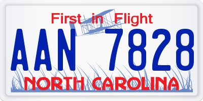 NC license plate AAN7828