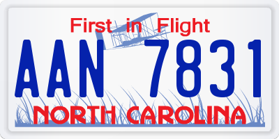 NC license plate AAN7831