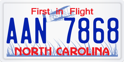 NC license plate AAN7868