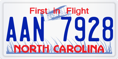 NC license plate AAN7928