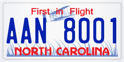 NC license plate AAN8001