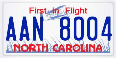 NC license plate AAN8004