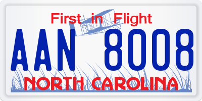NC license plate AAN8008