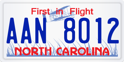 NC license plate AAN8012