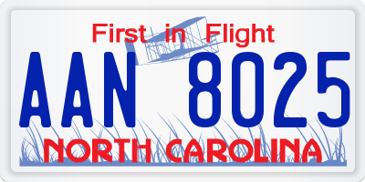 NC license plate AAN8025