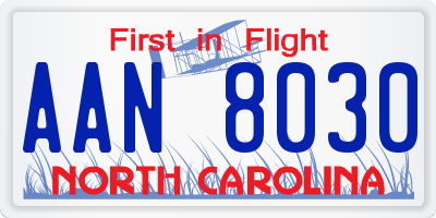 NC license plate AAN8030