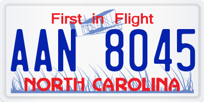 NC license plate AAN8045