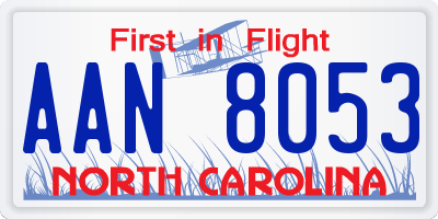 NC license plate AAN8053