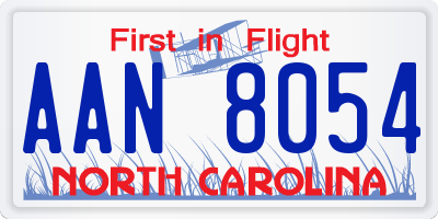 NC license plate AAN8054