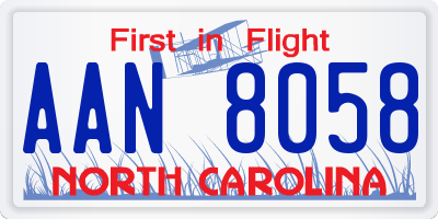 NC license plate AAN8058