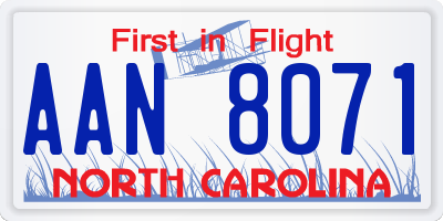 NC license plate AAN8071