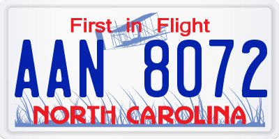 NC license plate AAN8072