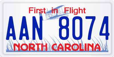 NC license plate AAN8074