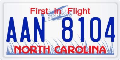 NC license plate AAN8104