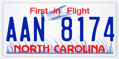 NC license plate AAN8174