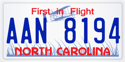 NC license plate AAN8194