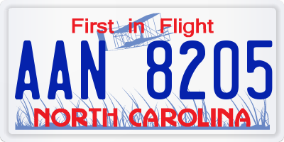 NC license plate AAN8205