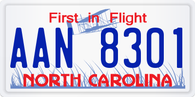 NC license plate AAN8301