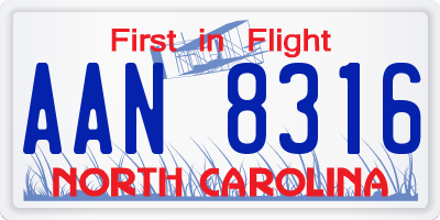 NC license plate AAN8316