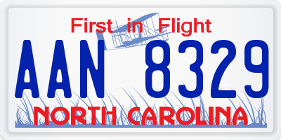 NC license plate AAN8329