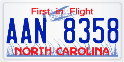 NC license plate AAN8358