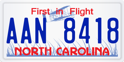 NC license plate AAN8418