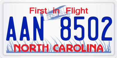 NC license plate AAN8502