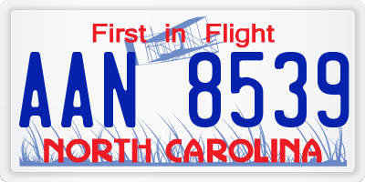 NC license plate AAN8539